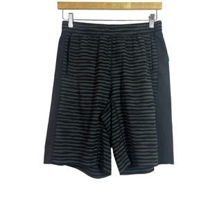 Lululemon Mens Black Gray Striped Athletic Shorts Size M
